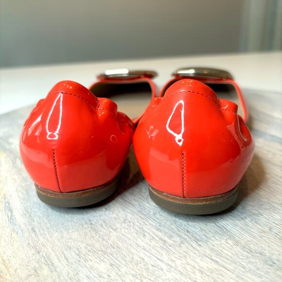 Authentic Roger Vivier Women's Red Orange Ballet Flats Made In Italy US Size 5 - Picture 9 of 14